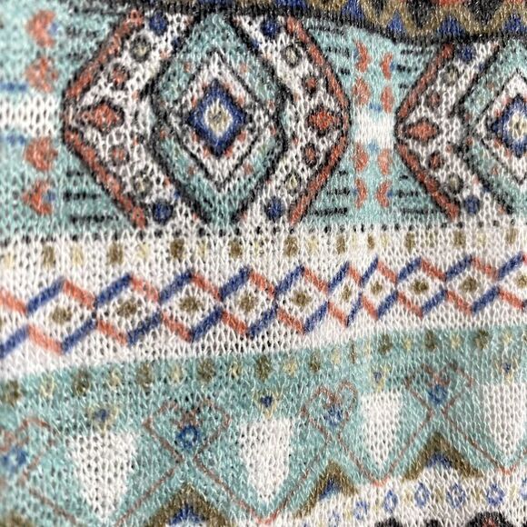 Oddy Striped Long Raglan Sleeve Sweater Top Pullover Geometric Green White - Picture 7 of 11